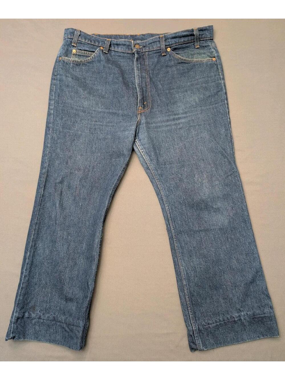 Vintage 1984 Levi's 532 Orange Tab Jeans Dark Wash USA Made Hemmed